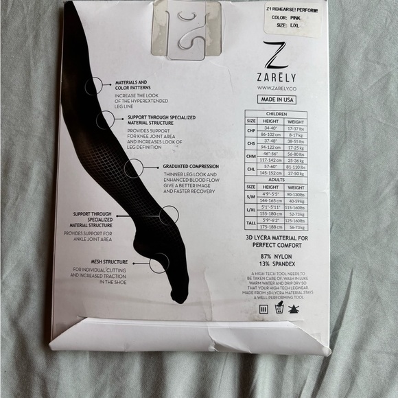 Zarely Womens Z1 Pink Ballet Tights - Picture 2 of 2